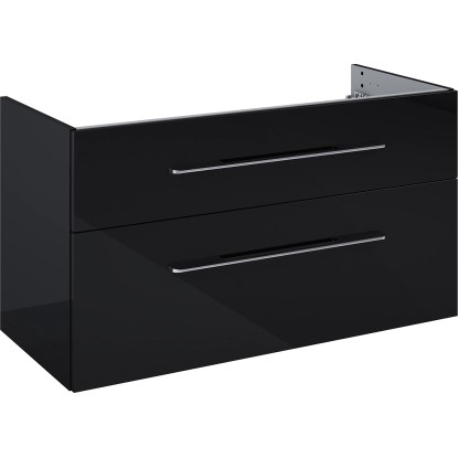 Maximus Skříňka pod umyvadlo Madrid, 2 zásuvky, černá + stříbrné úchytky, 100 cm