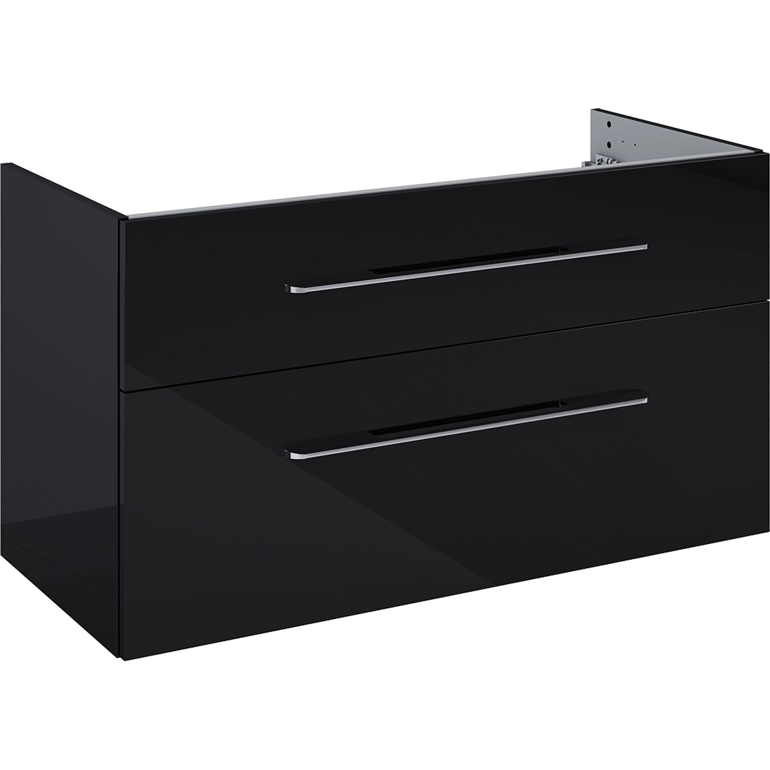Maximus Skříňka pod umyvadlo Madrid, 2 zásuvky, černá + stříbrné úchytky, 100 cm