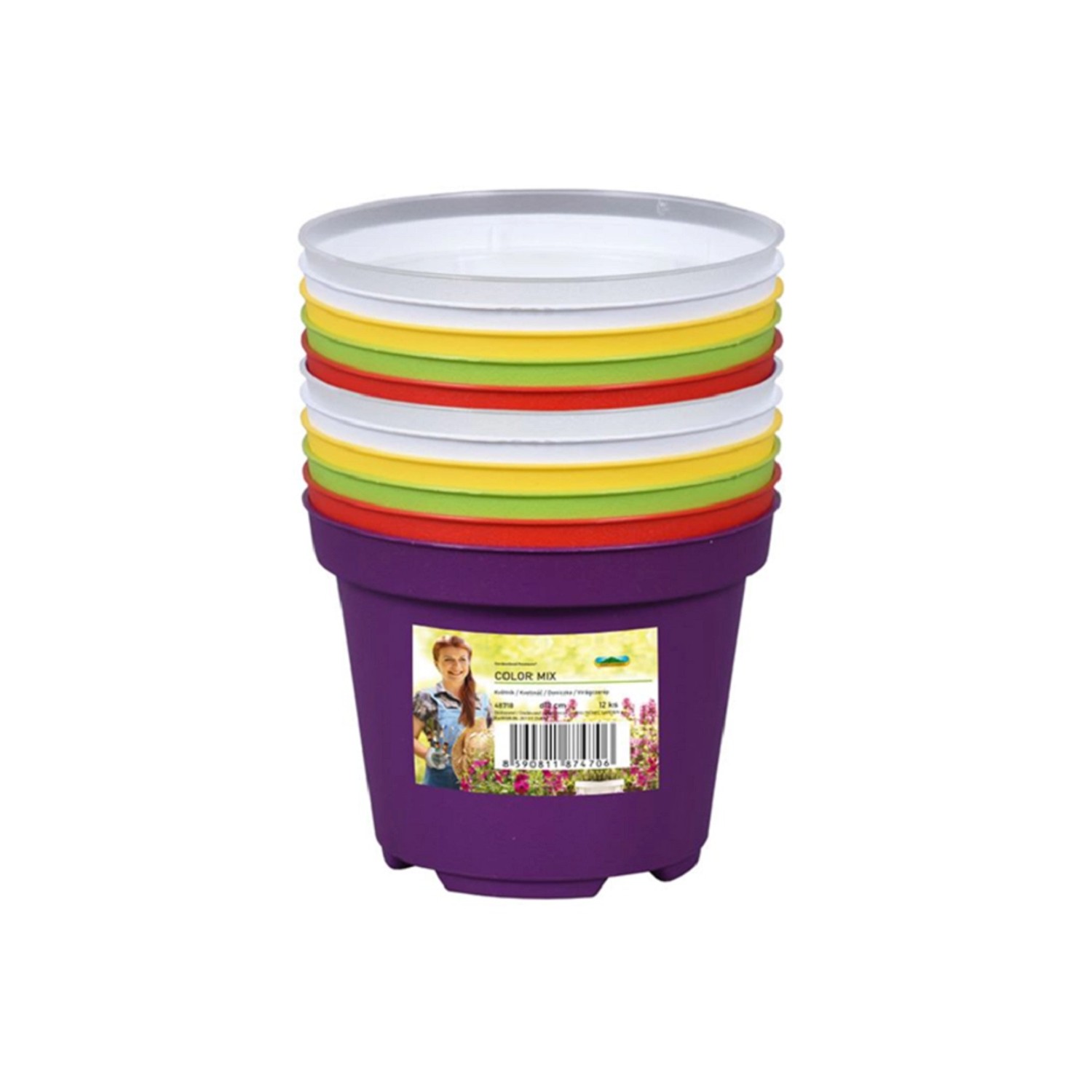 NOHEL GARDEN Květináč výsadbový COLOR MIX, pr. 10 cm, 12 ks