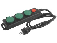 Prodlužovací kabel venkovní gumový, 3 zásuvky, černý, 1,4 m