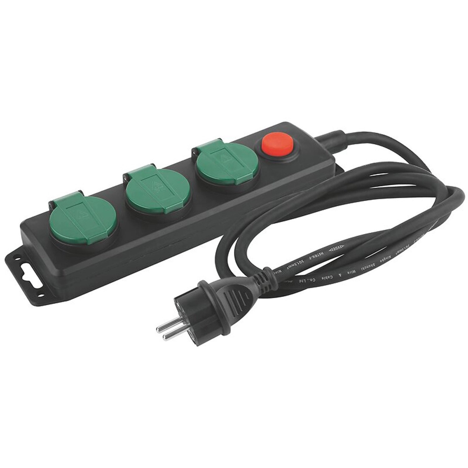 Prodlužovací kabel venkovní gumový, 3 zásuvky, černý, 1,4 m