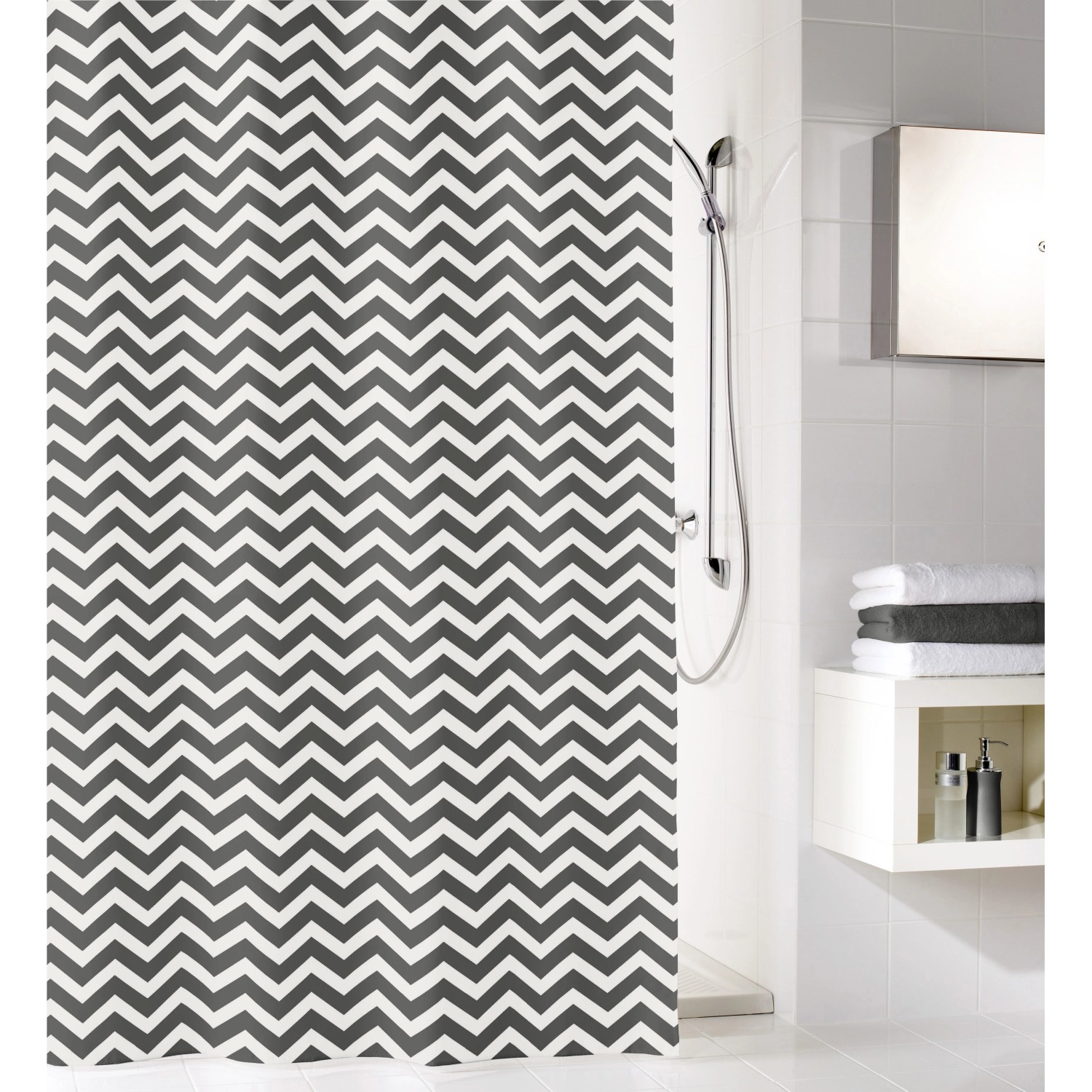 Kleine Wolke Sprchový závěs cik cak břidlicový 120 cm x 200 cm