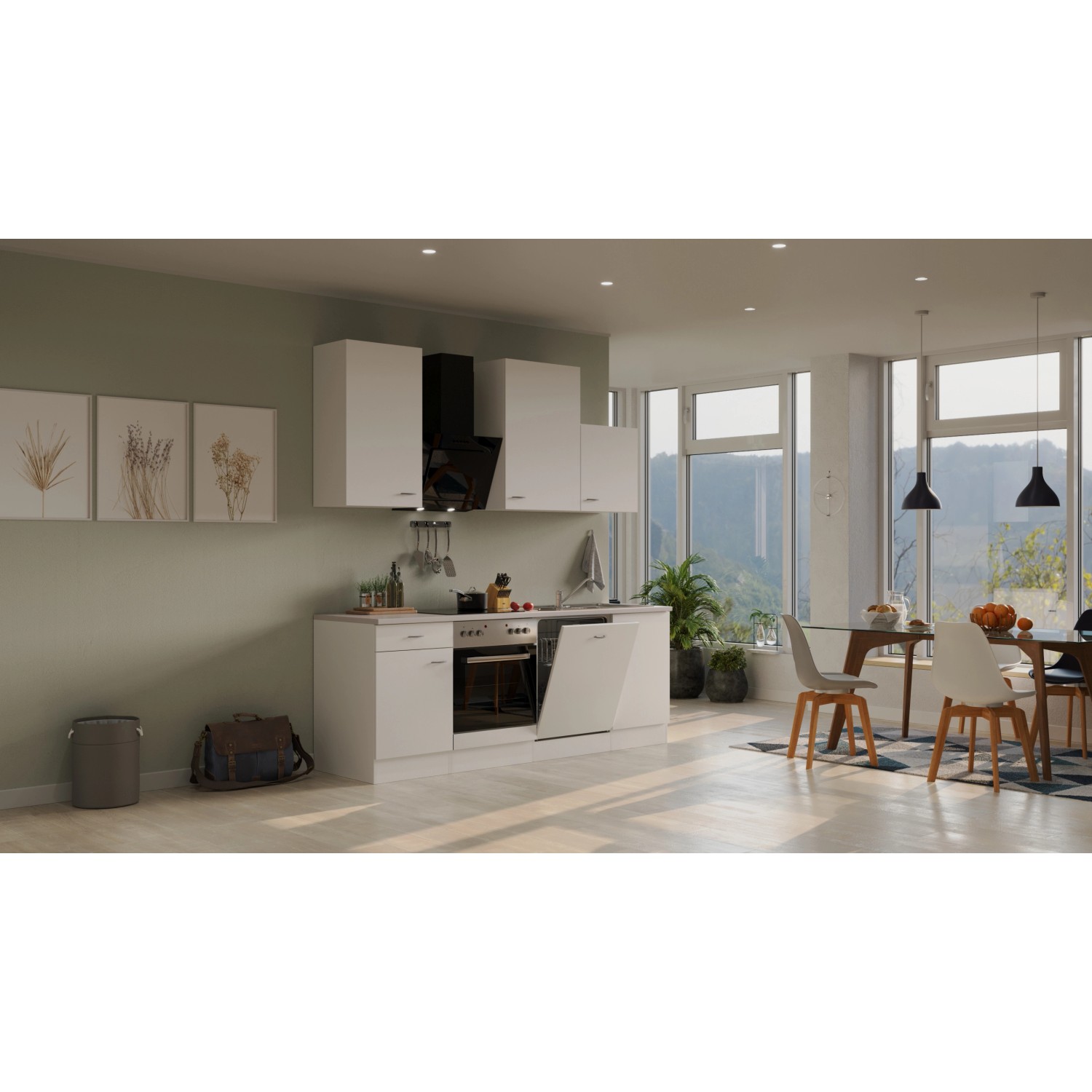 Flex-Well Kuchyně Wito 220 cm/typ 10 - trouba/varná deska/digestoř/myčka