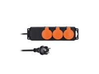 SOLIGHT Prodlužovací přívod IP44, 3 zásuvky, 3x1,5mm2, černá, 10 m