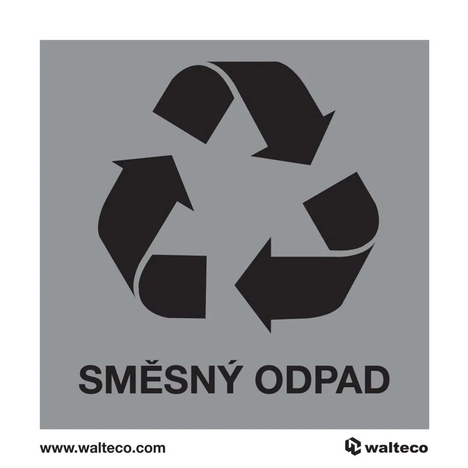 Walteco Značení odpadu "Recyklace - směsný odpad" samolepicí, 92 x 92 mm