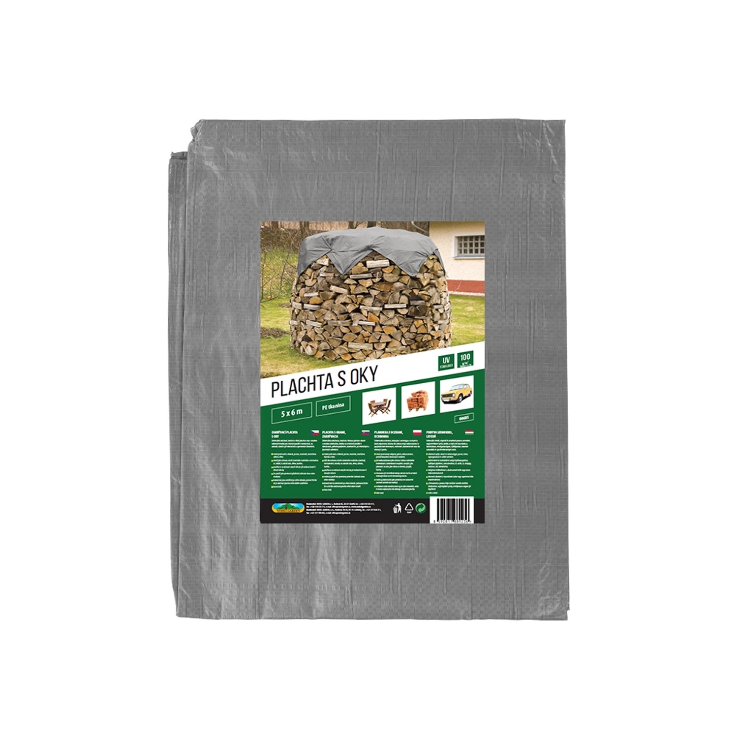 NOHEL GARDEN Plachta s oky kašírovaná šedá 100 g, 5 x 6 m