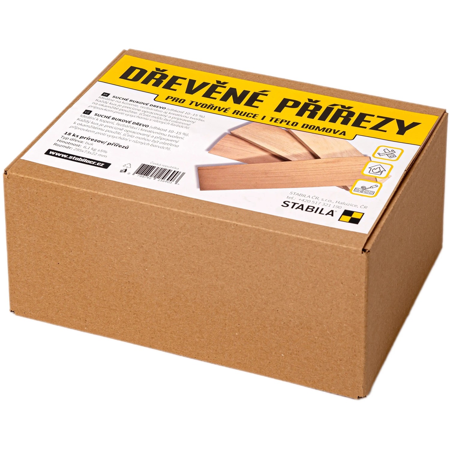STABILA Dřevěné přířezy pro tvořivé ruce i teplo domova - buk, 18 ks