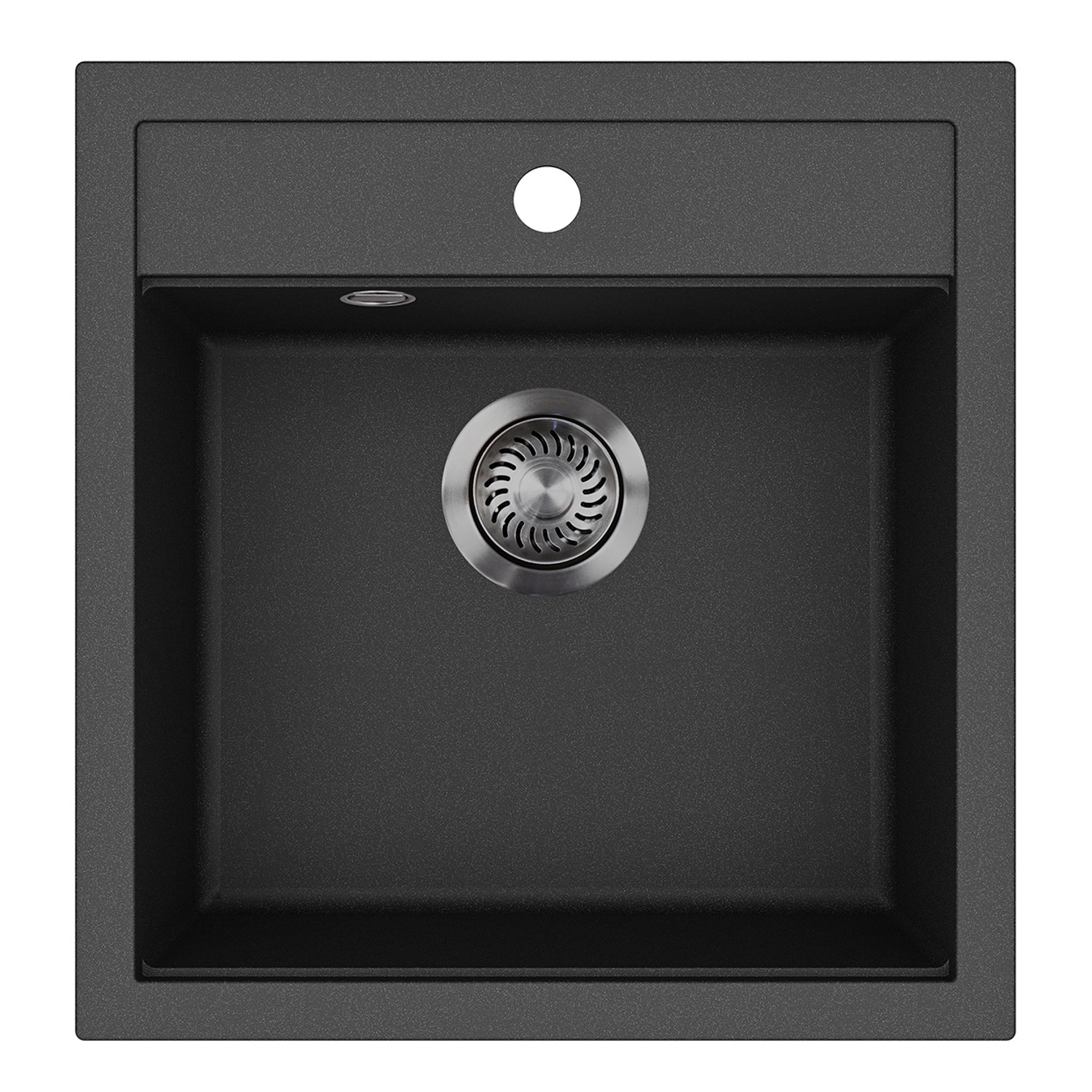 HELIKA Granitový dřez TESSA XQT100 černý metalický/grafitová výpusť 49 x 51 cm
