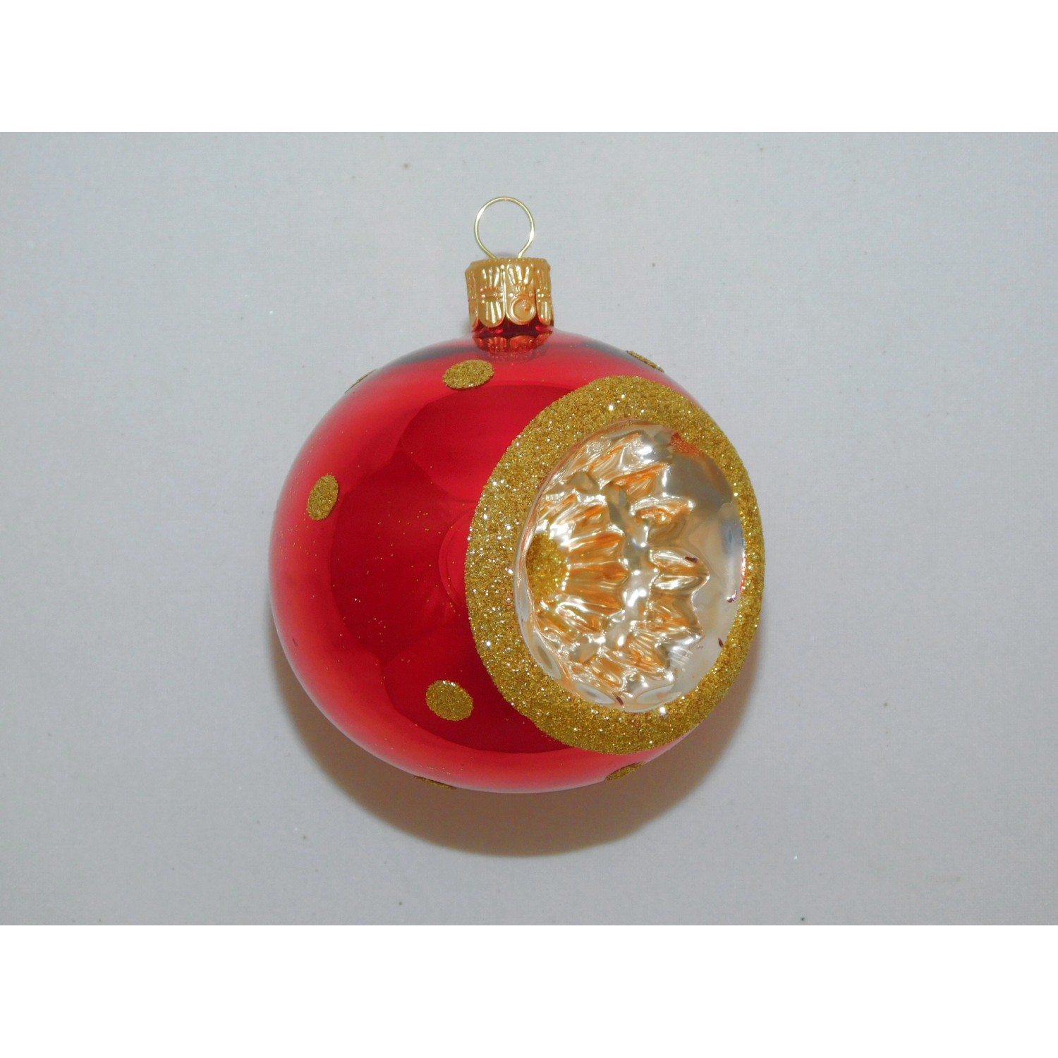 ONREX Vánoční ozdoba skleněná koule červená reflektor pr. 7 cm