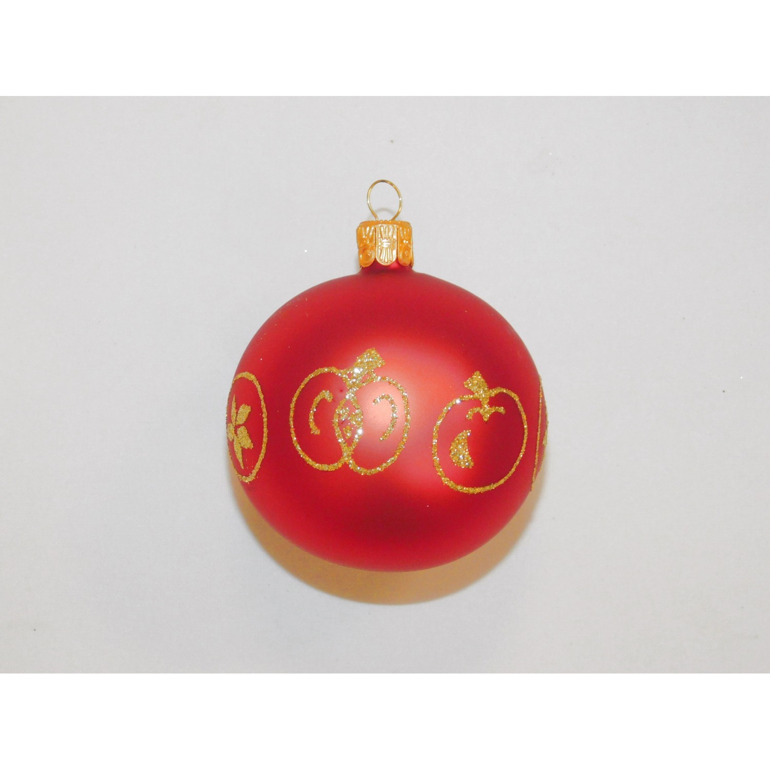 ONREX Vánoční ozdoba skleněná koule červená dekor pr. 7 cm