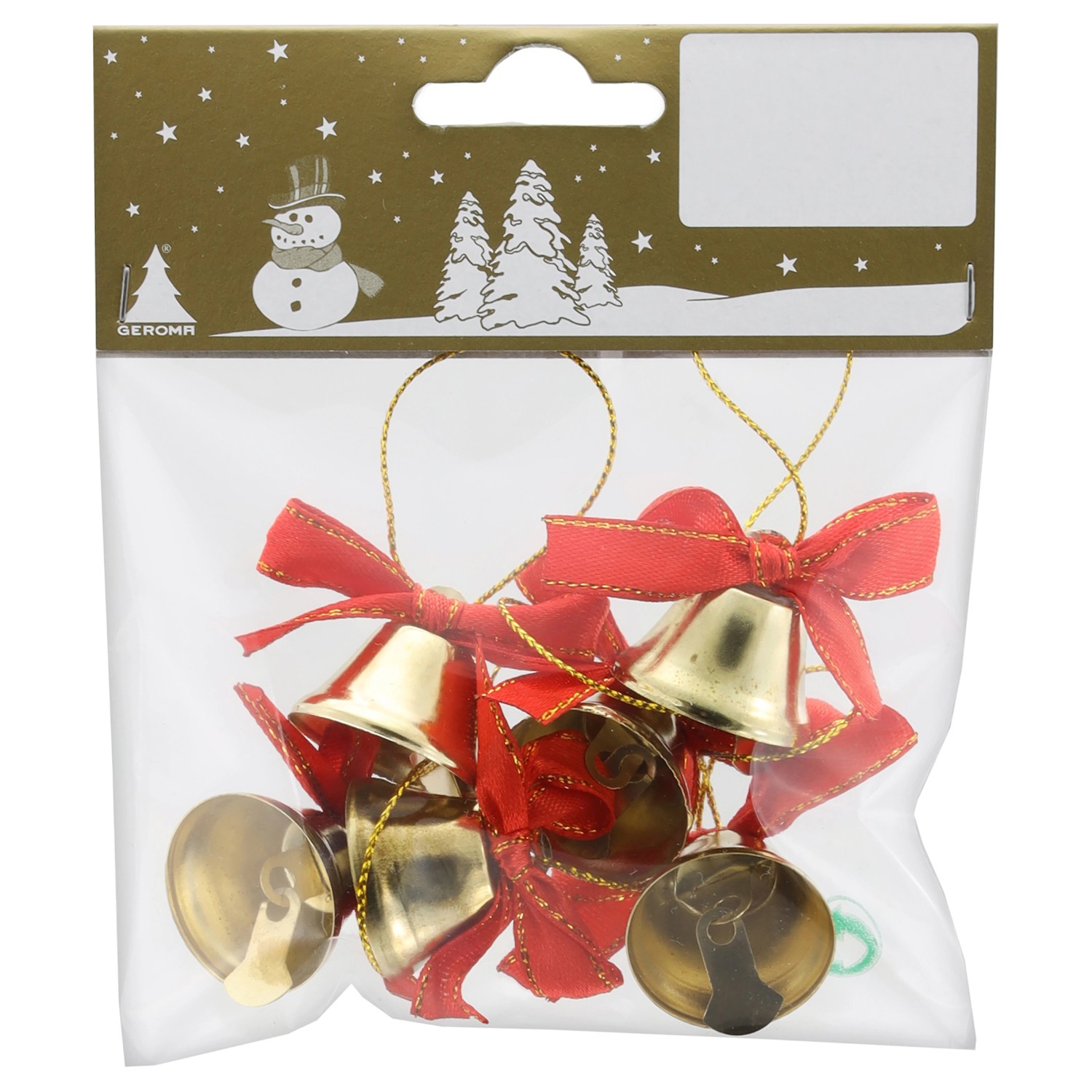 GEROMA Vánoční ozdoby zvonečky s mašlí kovové 2,2 cm, 6 ks