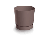 Prosperplast Květináč TUBO P s miskou, marsala, pr. 10,8 x 10,9 cm