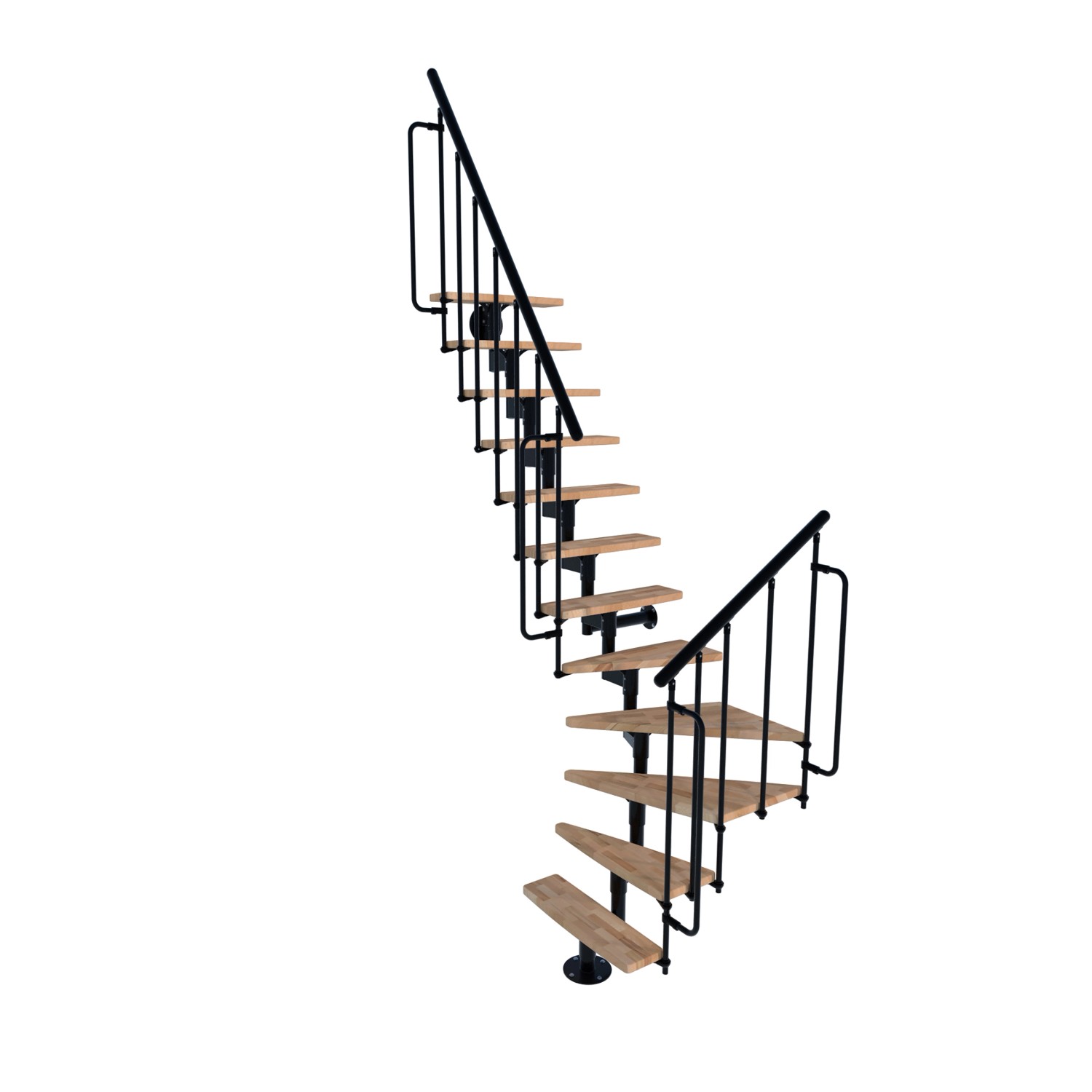 Minka STAIRS Lomené modulové schodiště Joker Turn buk/černá, 304,2 cm