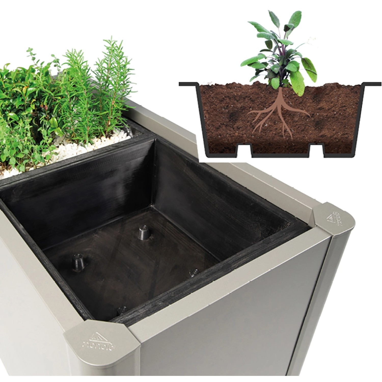 Vložka pro výsadbu rostlin pro vyvýšené záhony Biohort 4 ks, 50 x 50 cm