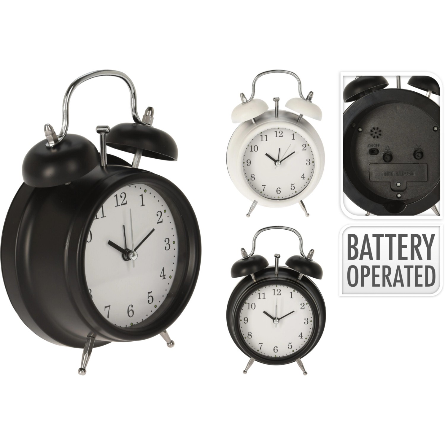 Retro stolní budík 2druhy, 12 x 17,5 cm