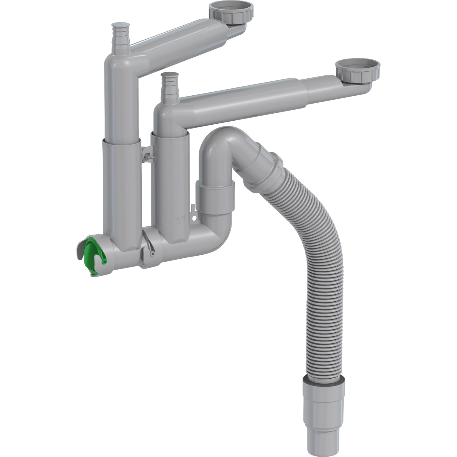 Prevex Dřezový sifon Smartloc pro 2 vaničky, 1 1/2", pr. 40/50 mm