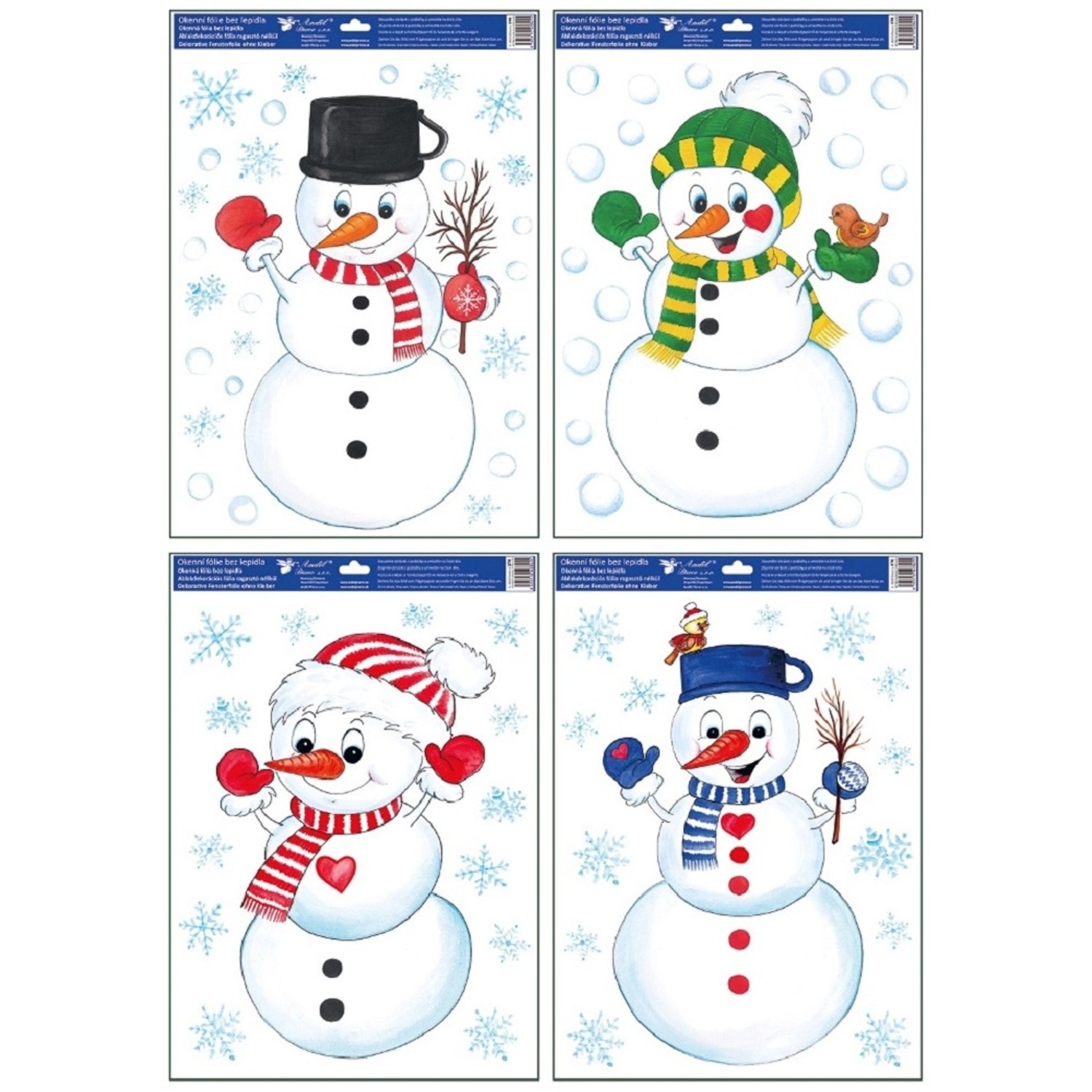 Okenní fólie sněhulák, 4 varianty, 35 x 50 cm