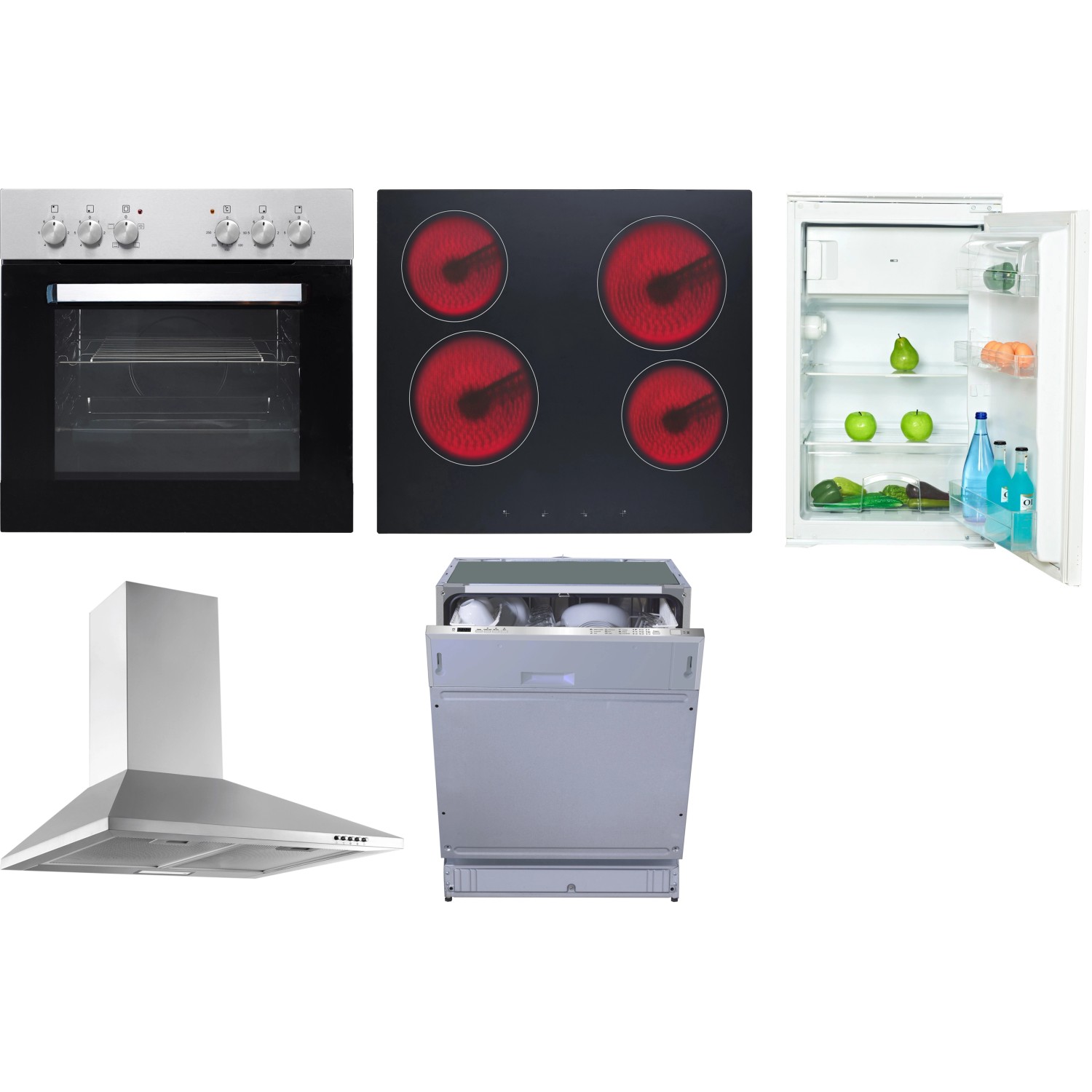 Flex-Well Sada kuchyňských spotřebičů 7 - ledn., trouba, varná d., diges., myčka