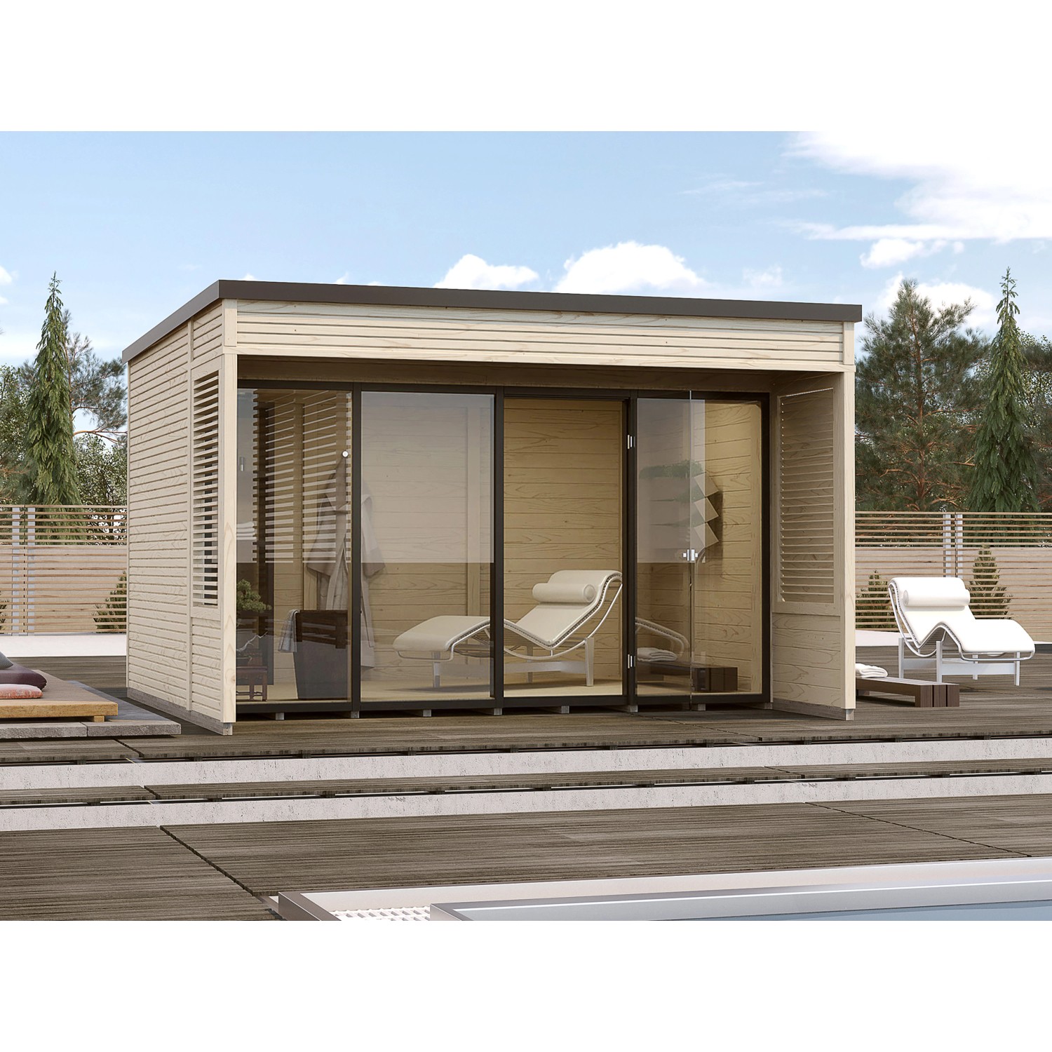 Weka Designový zahradní domek Cubilis 2.0 vel. 1, přírodní, 380 x 380 cm