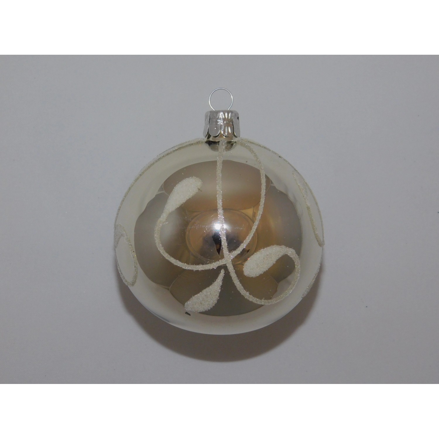 ONREX Vánoční ozdoba skleněná koule šedá ornament pr. 8 cm