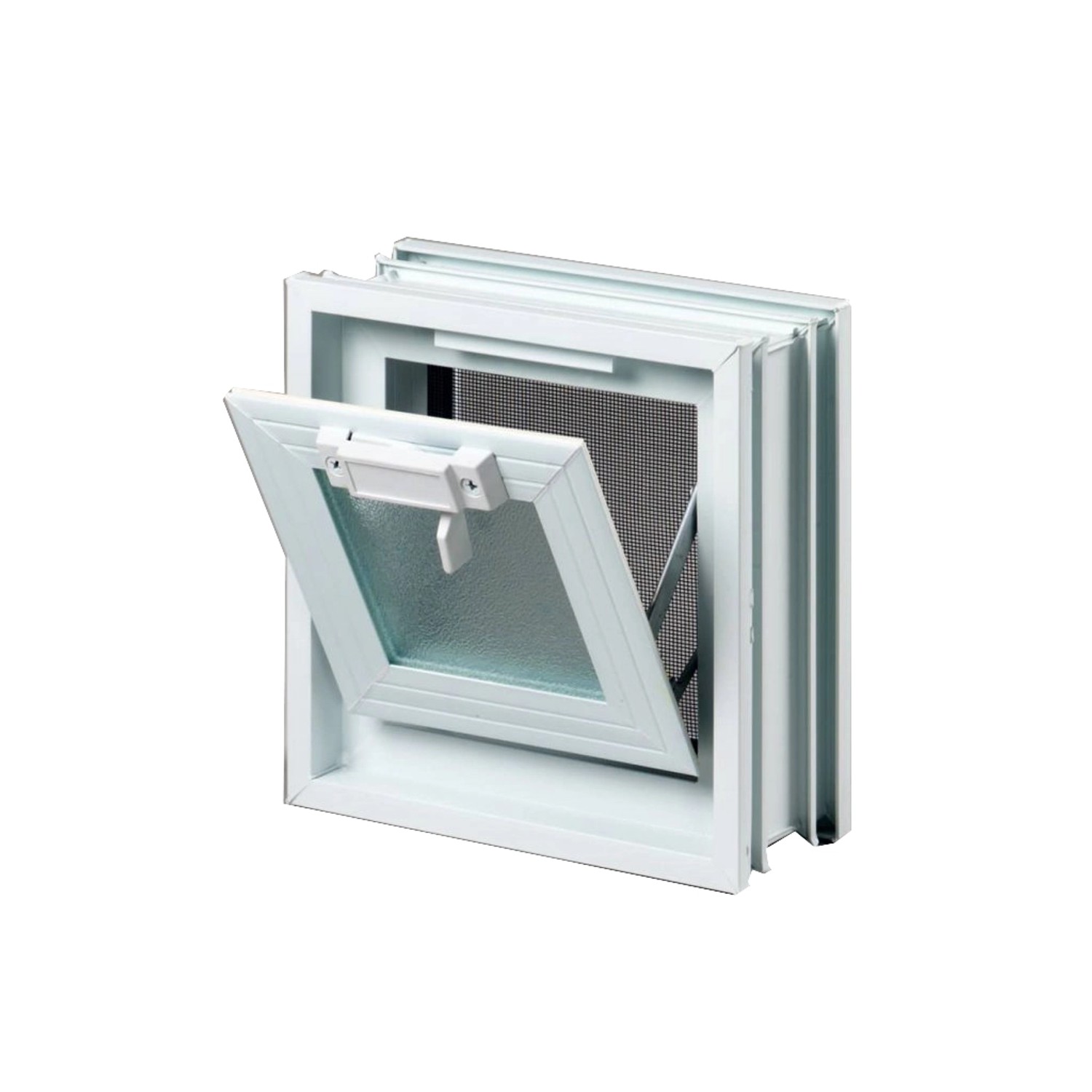 Okno větrací plastové, bílé, 19 x 19 x 8 cm
