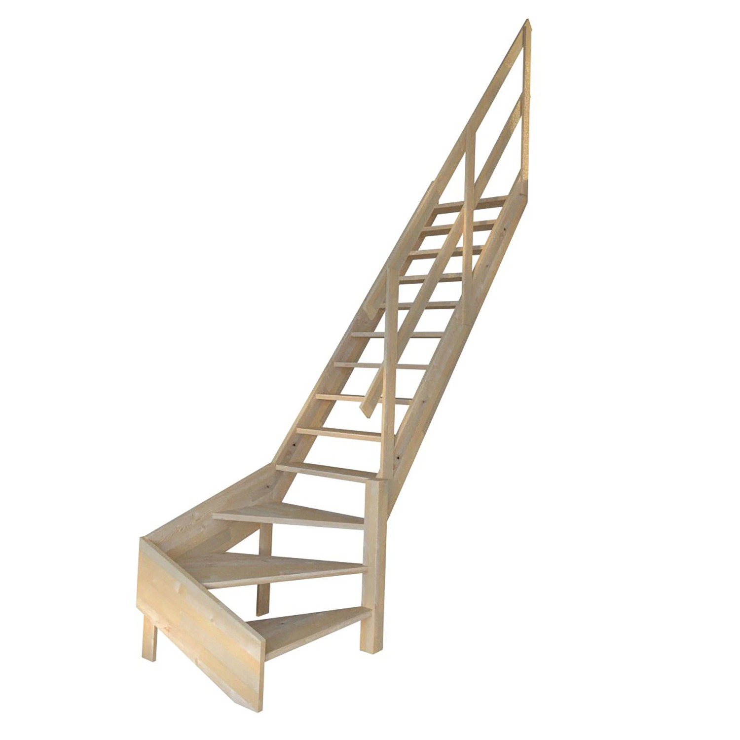 StarWood Schody Korfu smrkové pravé otevřené dřevěné zábradlí