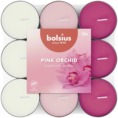 Bolsius Vonné čajové svíčky Rosa Orchidee, 3 barvy, 18 ks