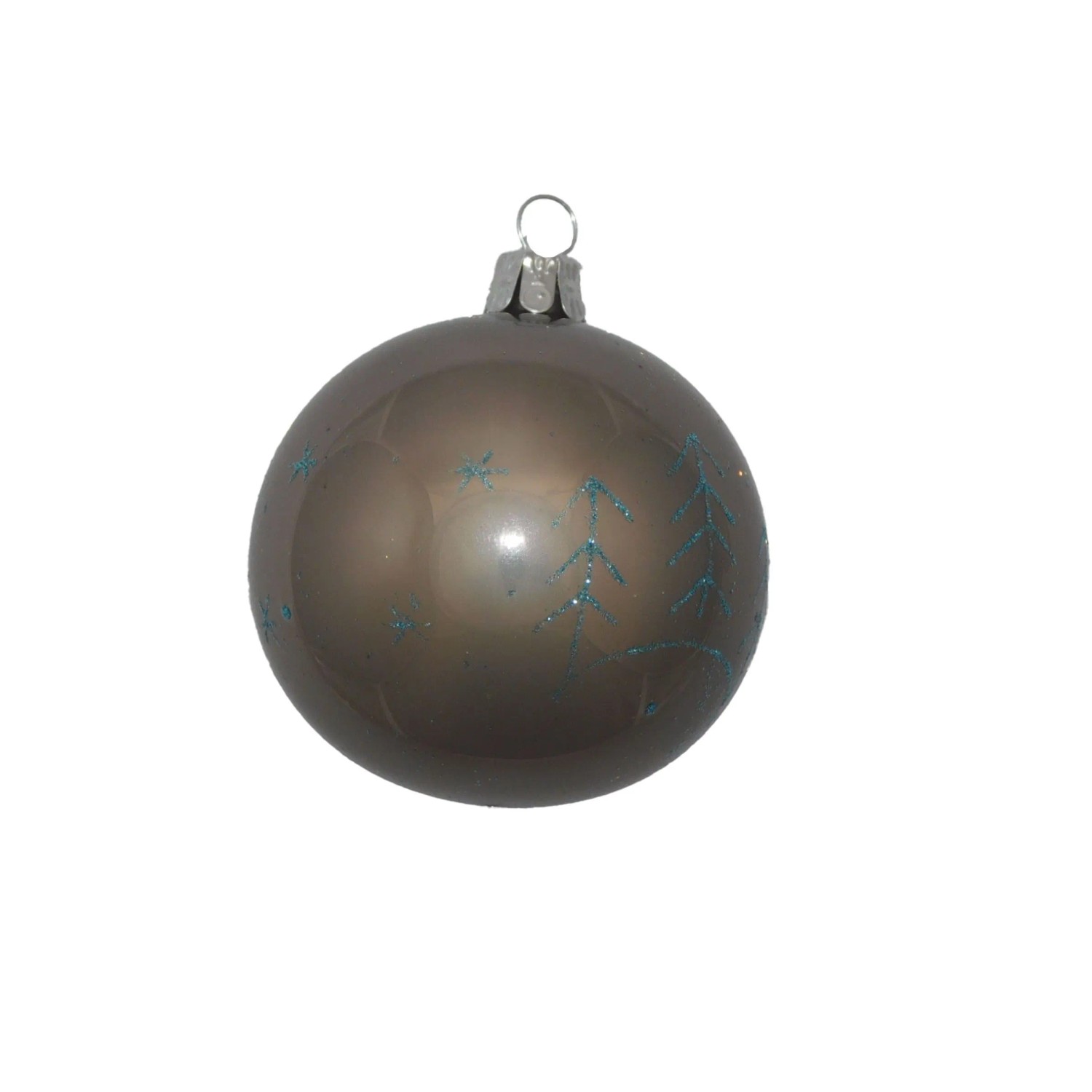 ORNEX Koule skleněná šedá stromky 70 mm
