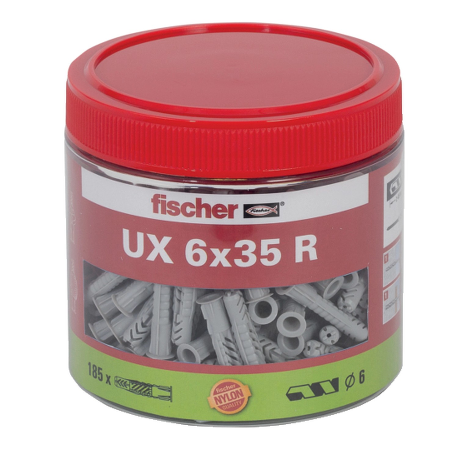 Fischer Univerzální uzlovací hmoždinky UX 6 x 35 R v dóze, 185 ks