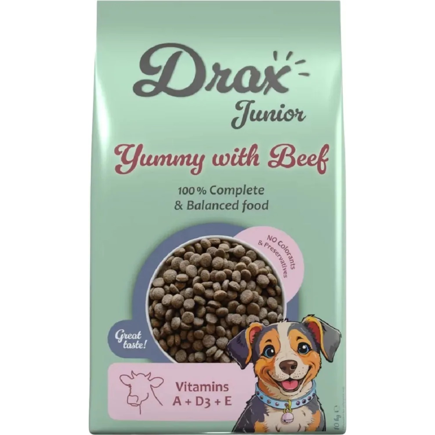 Krmivo Drax Junior s hovězím 10kg