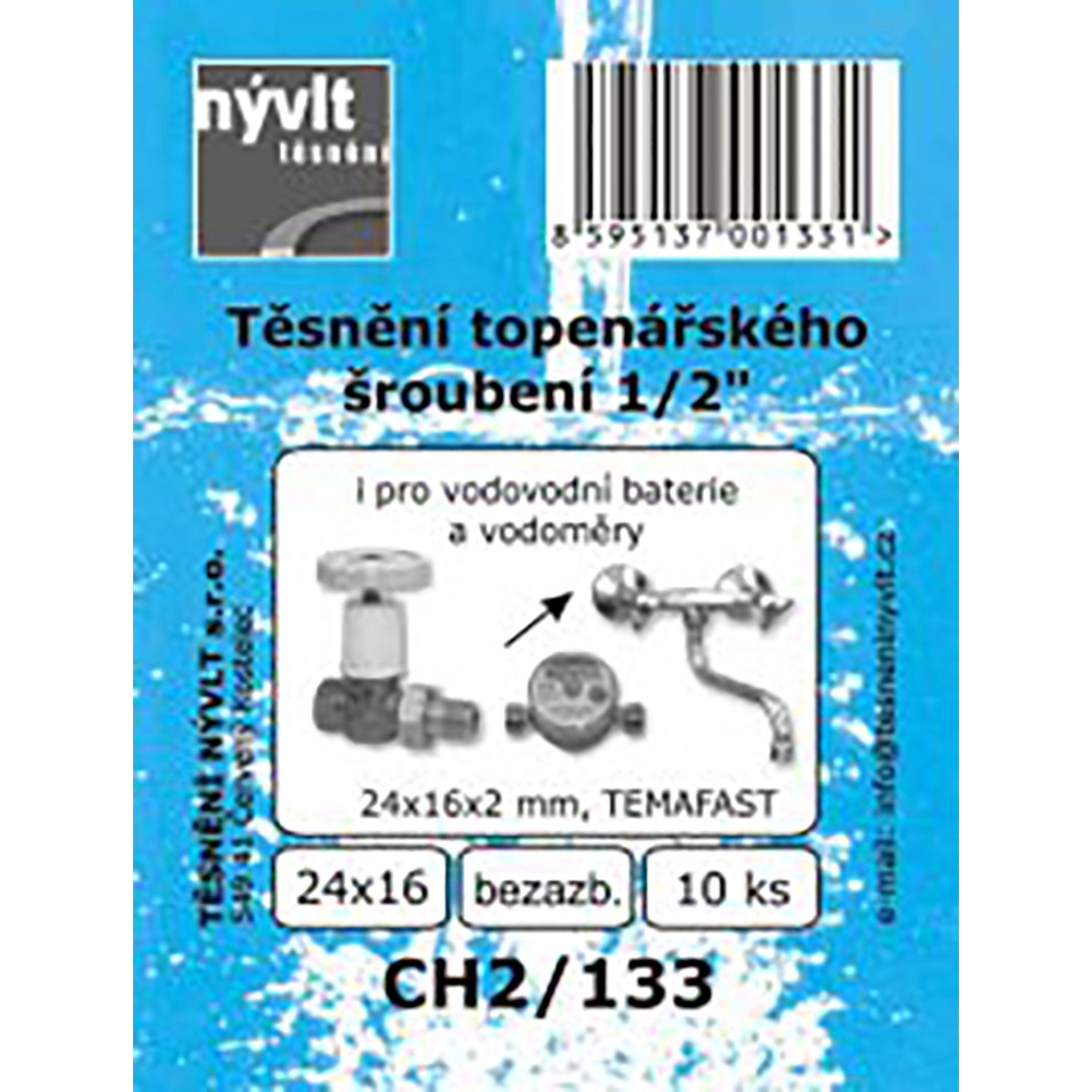 Sada plochého těsnění 1/2 ventil bezazbest, 10 ks