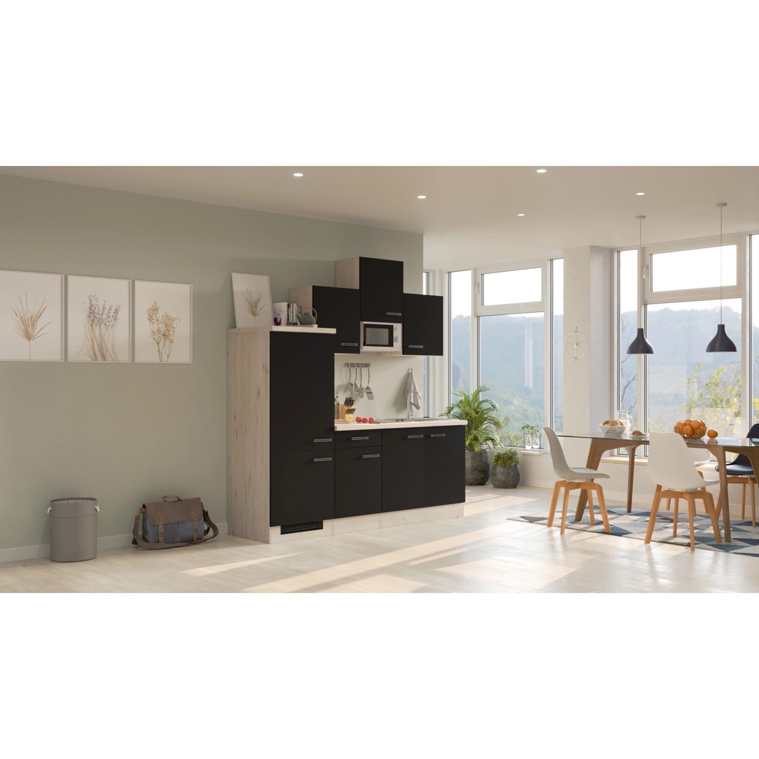 Flex-Well Kuchyně Lara 210 cm/typ 1 - lednice/varná deska/mikrovlnka