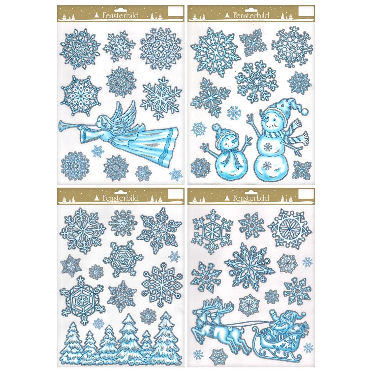 Vánoční dekorace na okno se třpytkami, 30 x 42 cm, různé druhy