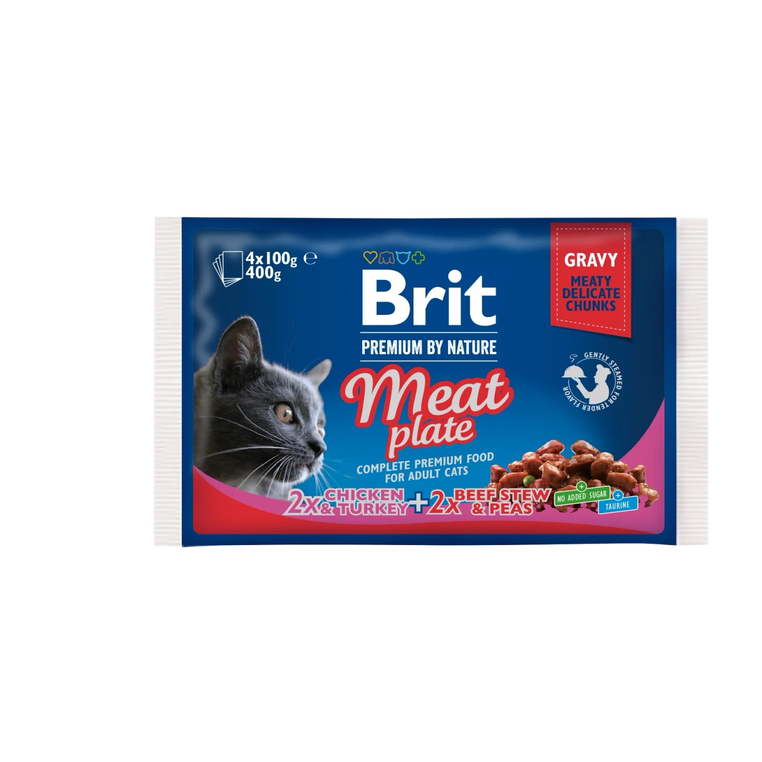 Brit Premium Cat kapsa Meat Plate 400 g (4x100 g)