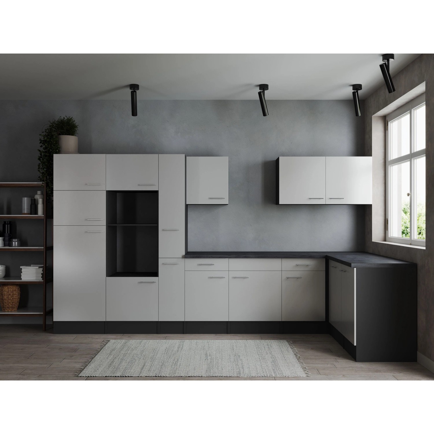 Respekta Kuchyně Oliver L bílá/žula 370 cm - bez el. přístrojů