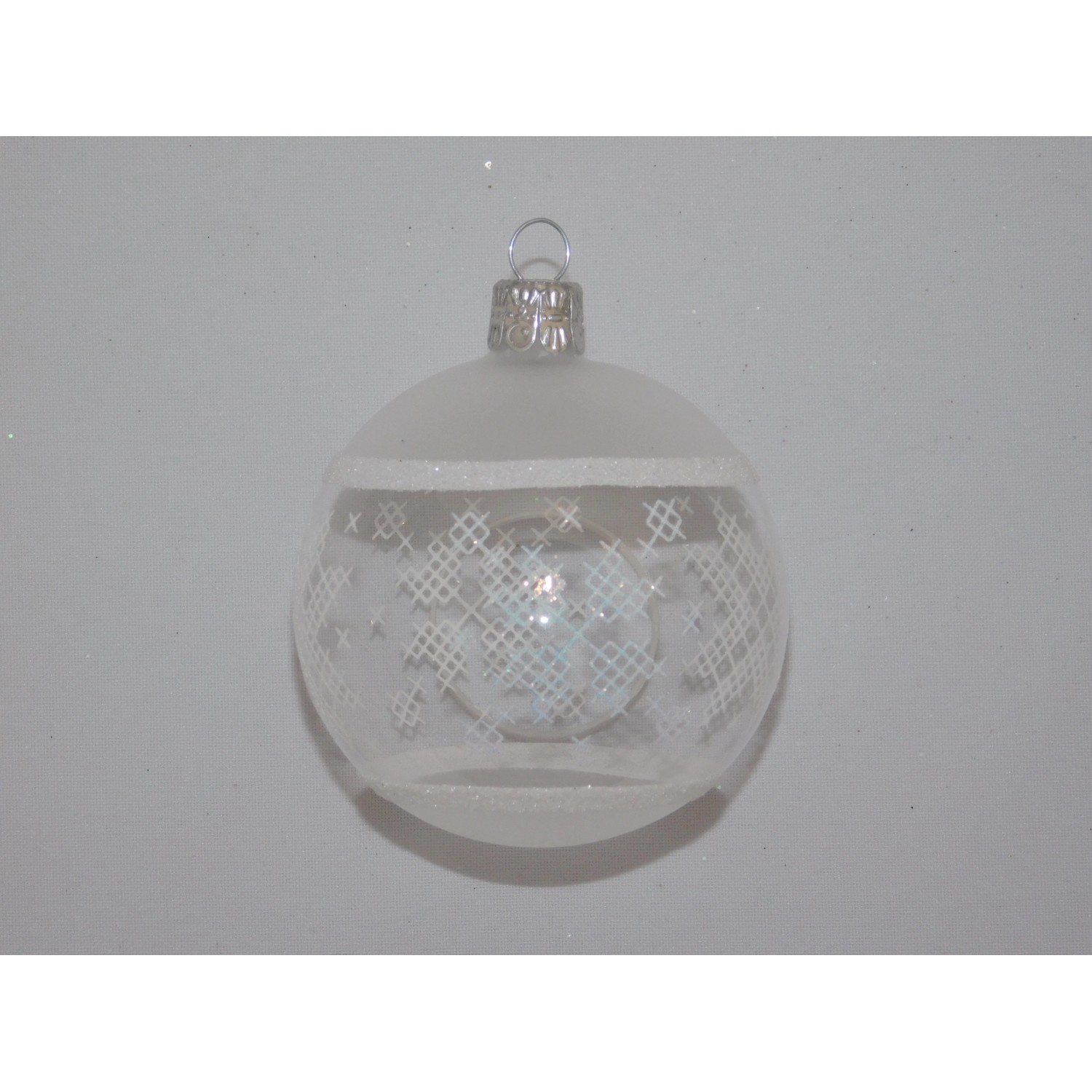 Ornex Skleněná vánoční ozdoba čirá s hvězdami pr. 7 cm