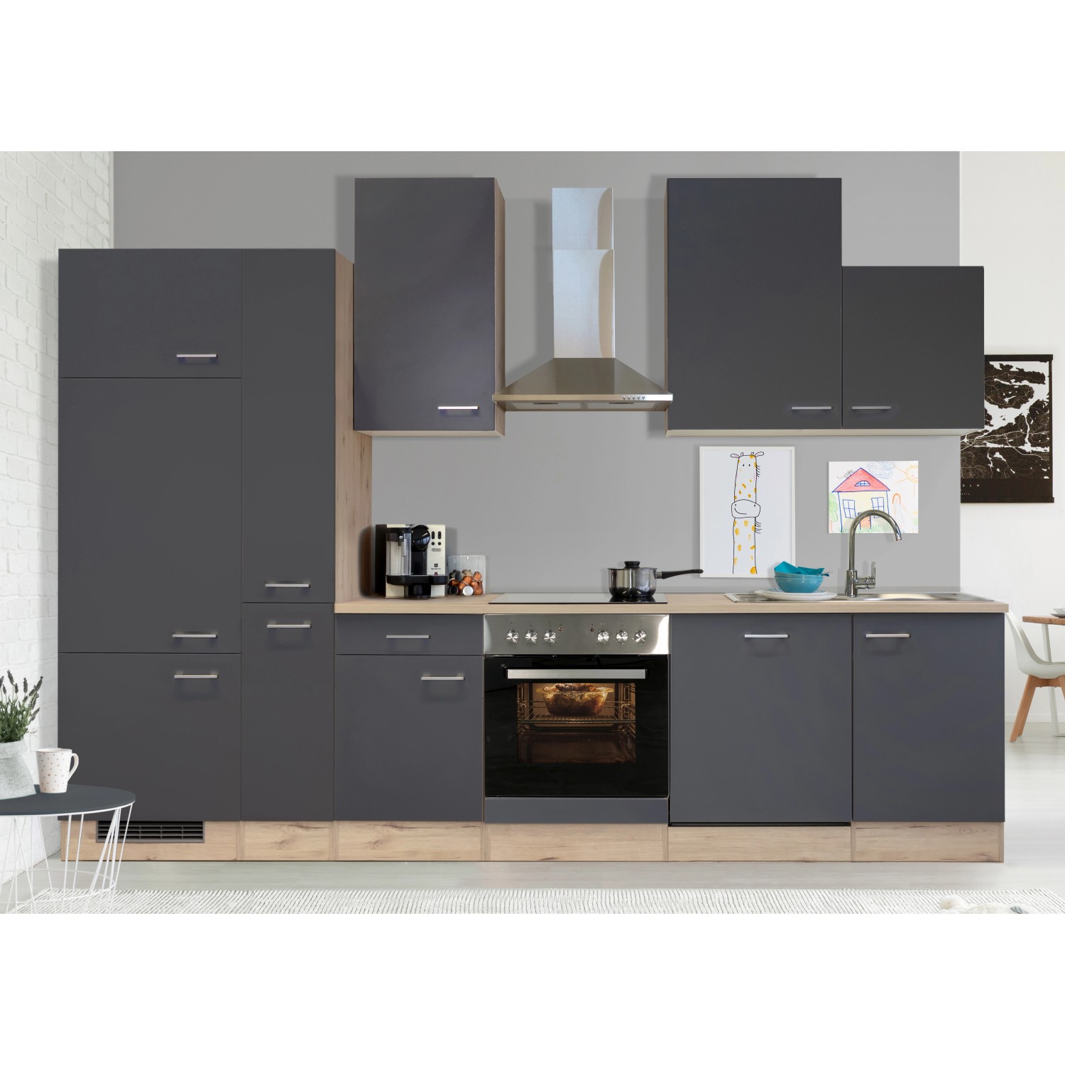 Flex-Well Kuchyně Morena 310 cm/typ 1-lednice/trouba/varná deska/digestoř/myčka