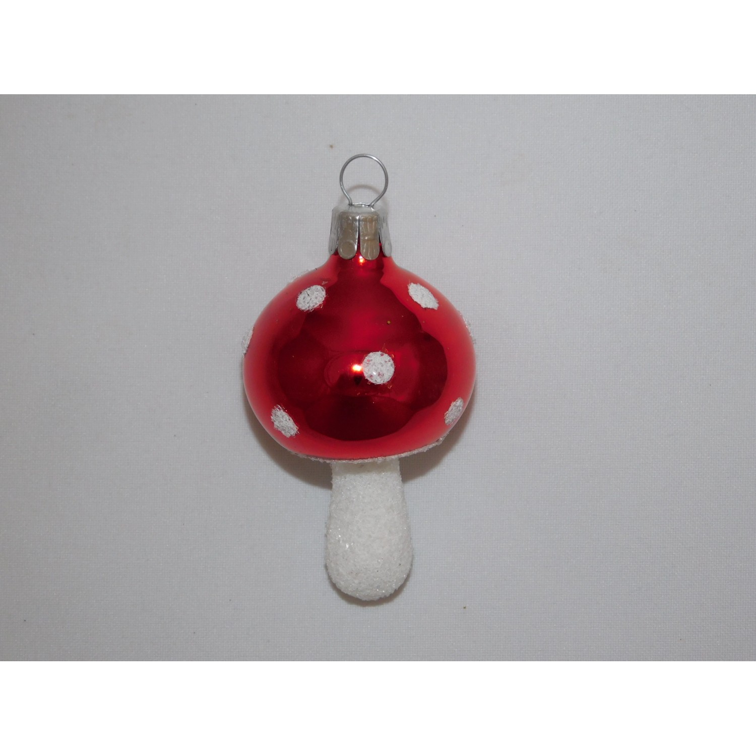 ONREX Vánoční ozdoba skleněná houba červená klobouk 6,5 cm