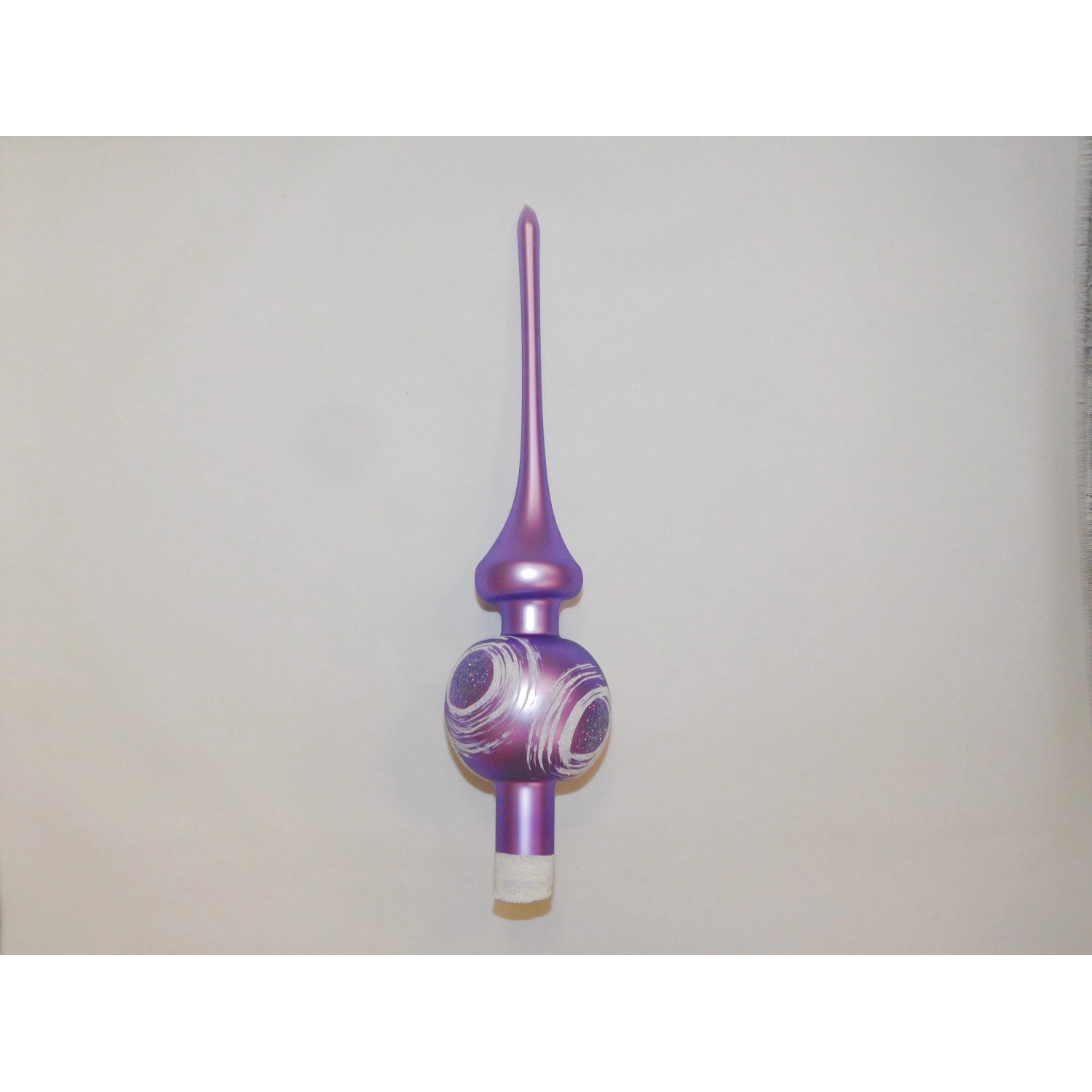 ONREX Vánoční ozdoba skleněná špice fialová kruhy 28 cm