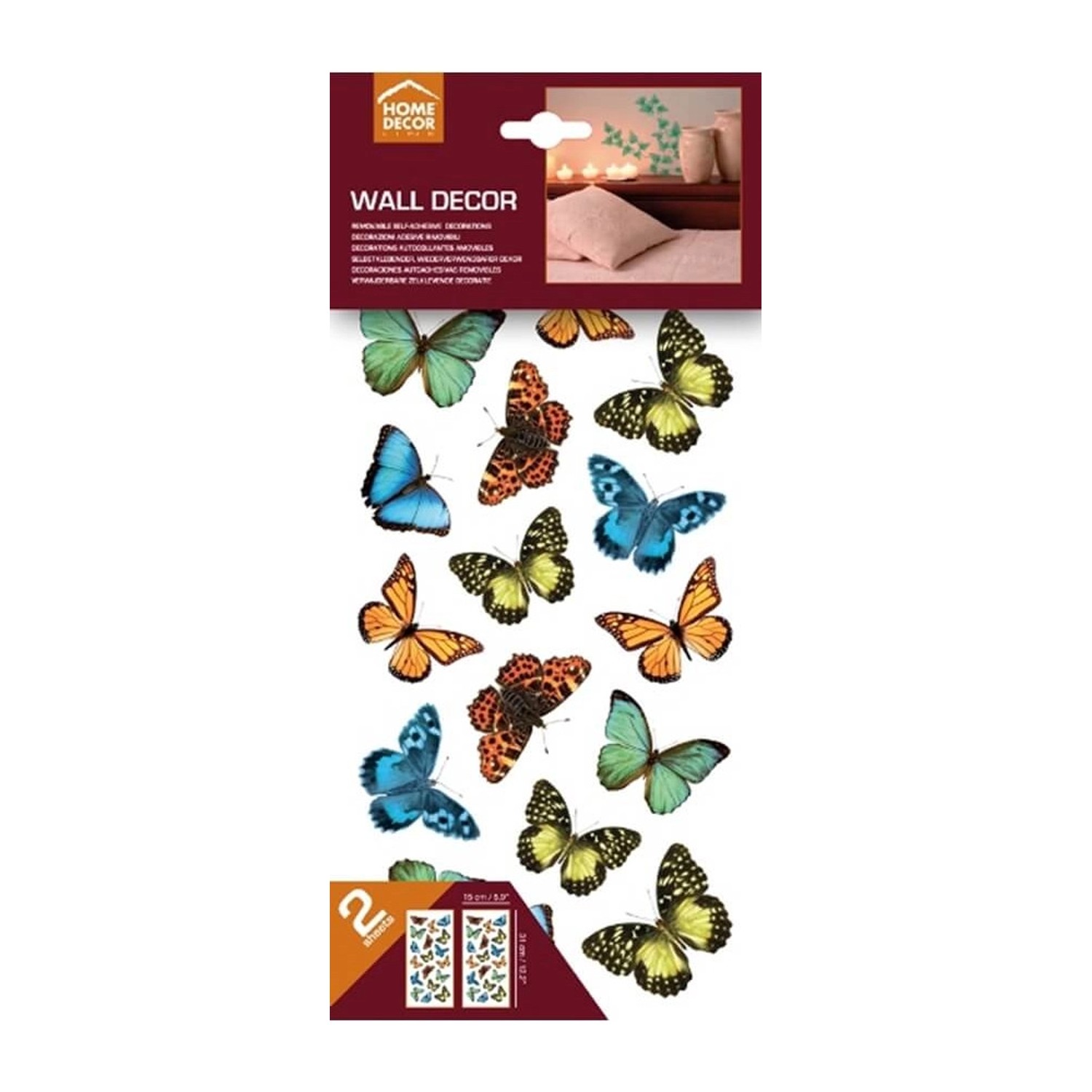 Crearreda Samolepící dekorace Colourful Butterflies