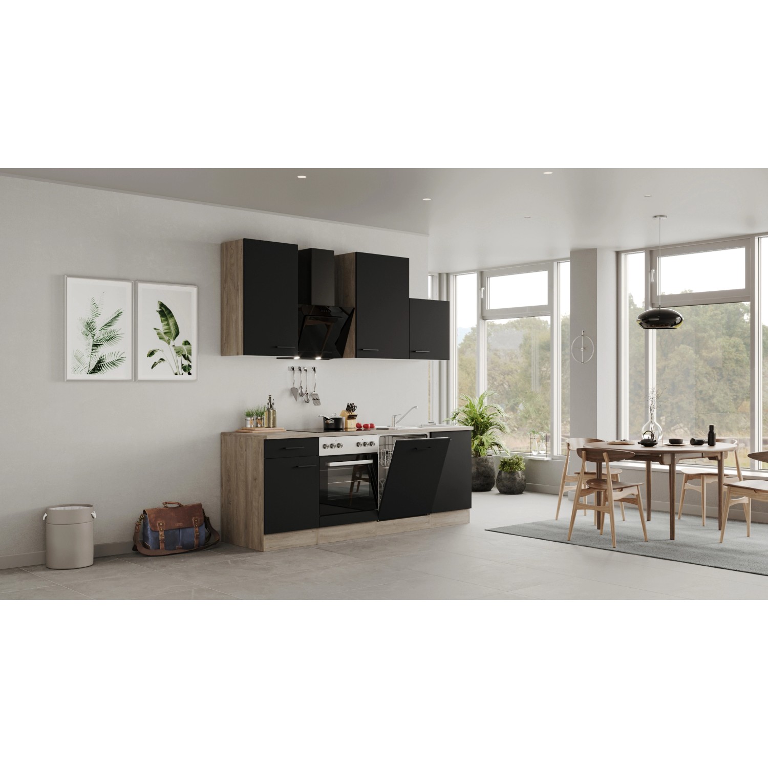 Flex-Well Kuchyně Capri 220 cm/typ 4 - trouba/varná deska/digestoř/myčka