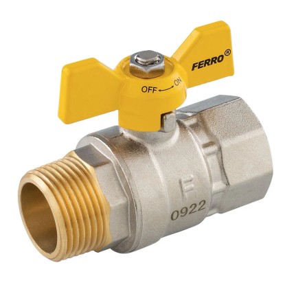 Ferro Plynový kulový kohout ŠM - motýlek RP 1/2" x RP 1/2" (KGMS11)