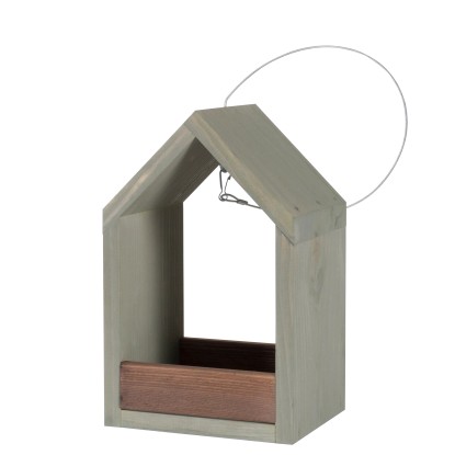 Krmítko pro ptáky závěsné, šedo-hnědá, 17 x 14 x 27 cm