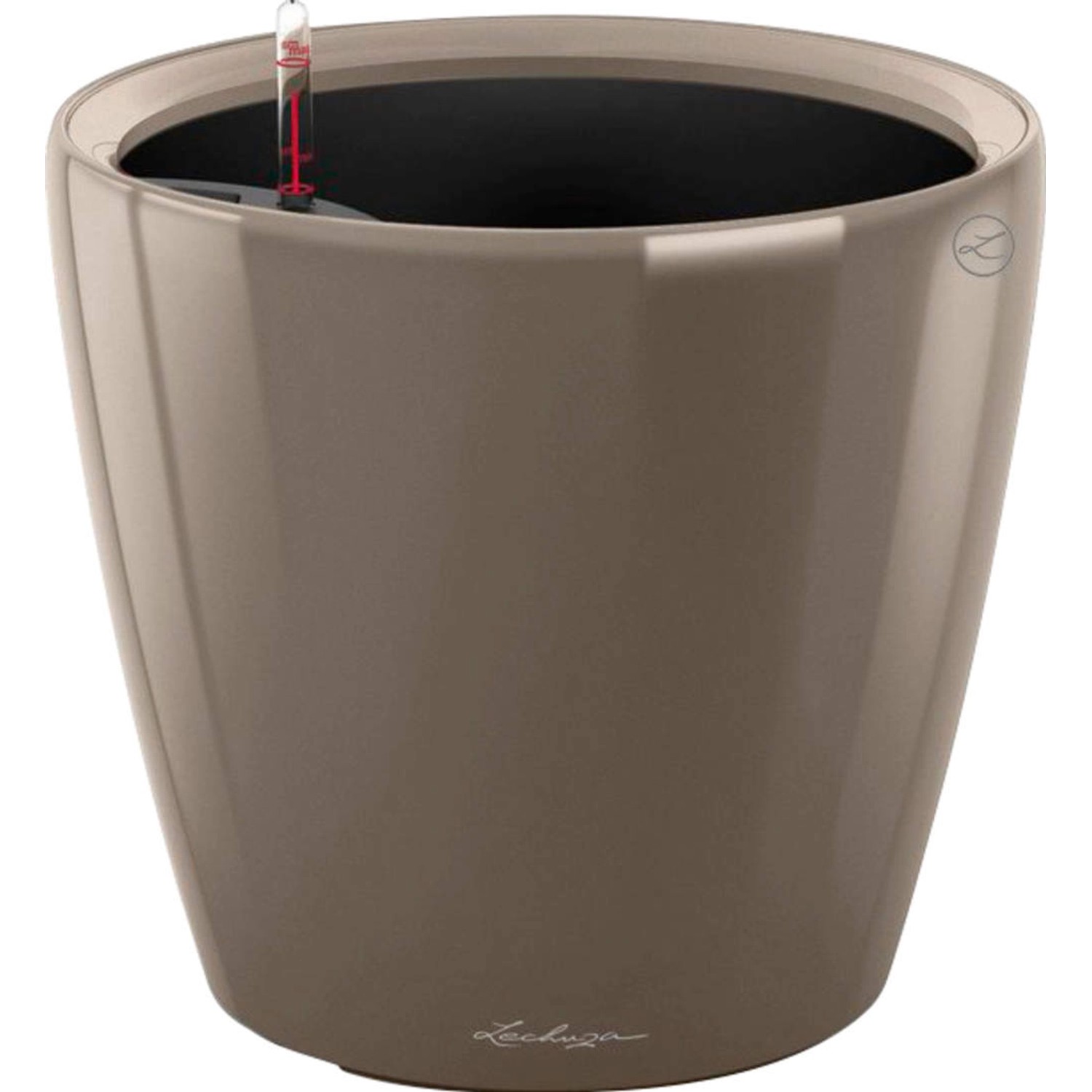 Lechuza Květináč Classico Premium LS 28, šedohnědá vysoce lesklá, pr. 28 x 26 cm