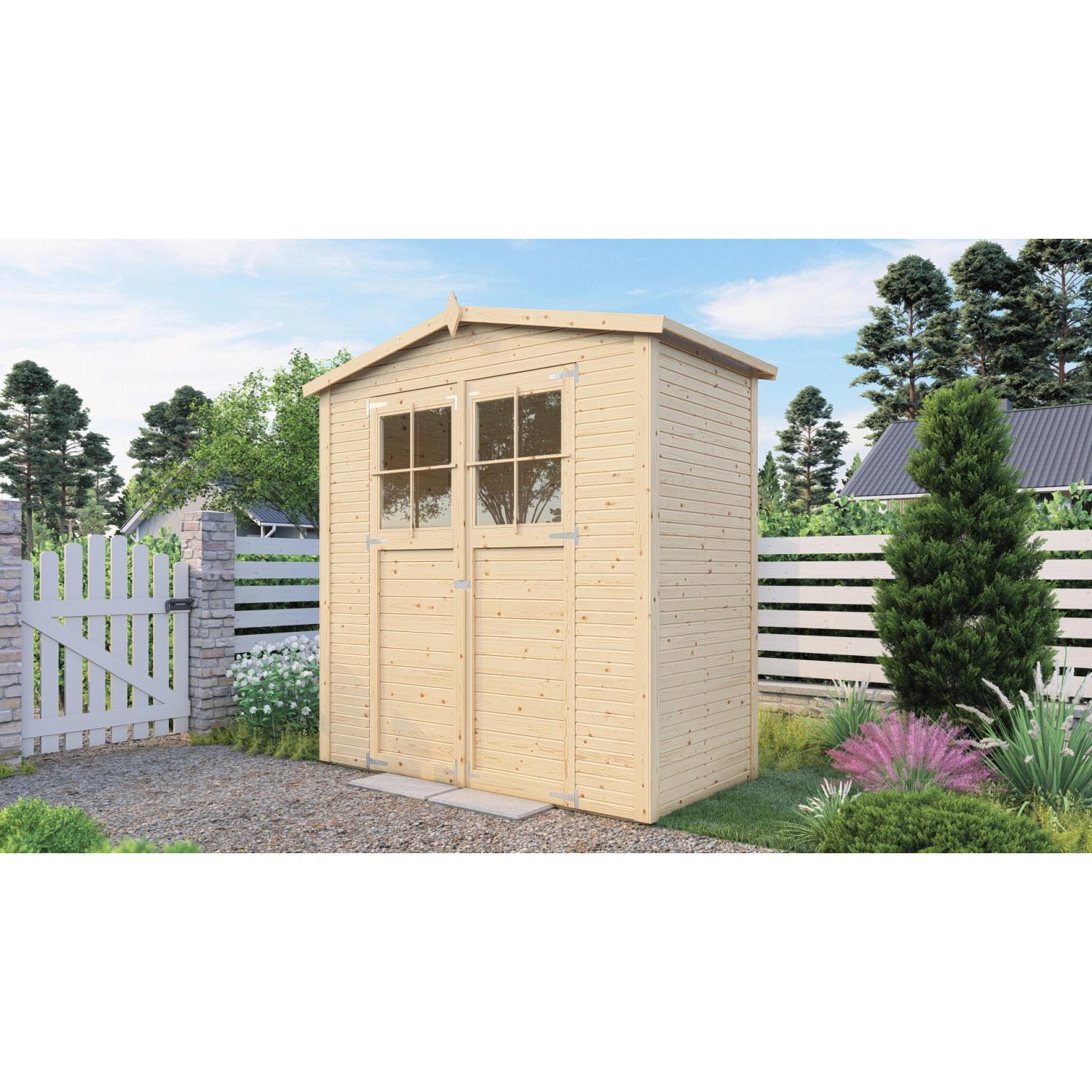 Bertilo Zahradní domek na nářadí Plexi Apex 1, přírodní, 103 x 207 cm