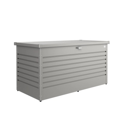 Biohort FreizeitBox 160 High křemenně šedá metalíza. Robustní zahradní box z oceli s žebrovaným designem a zámkem.