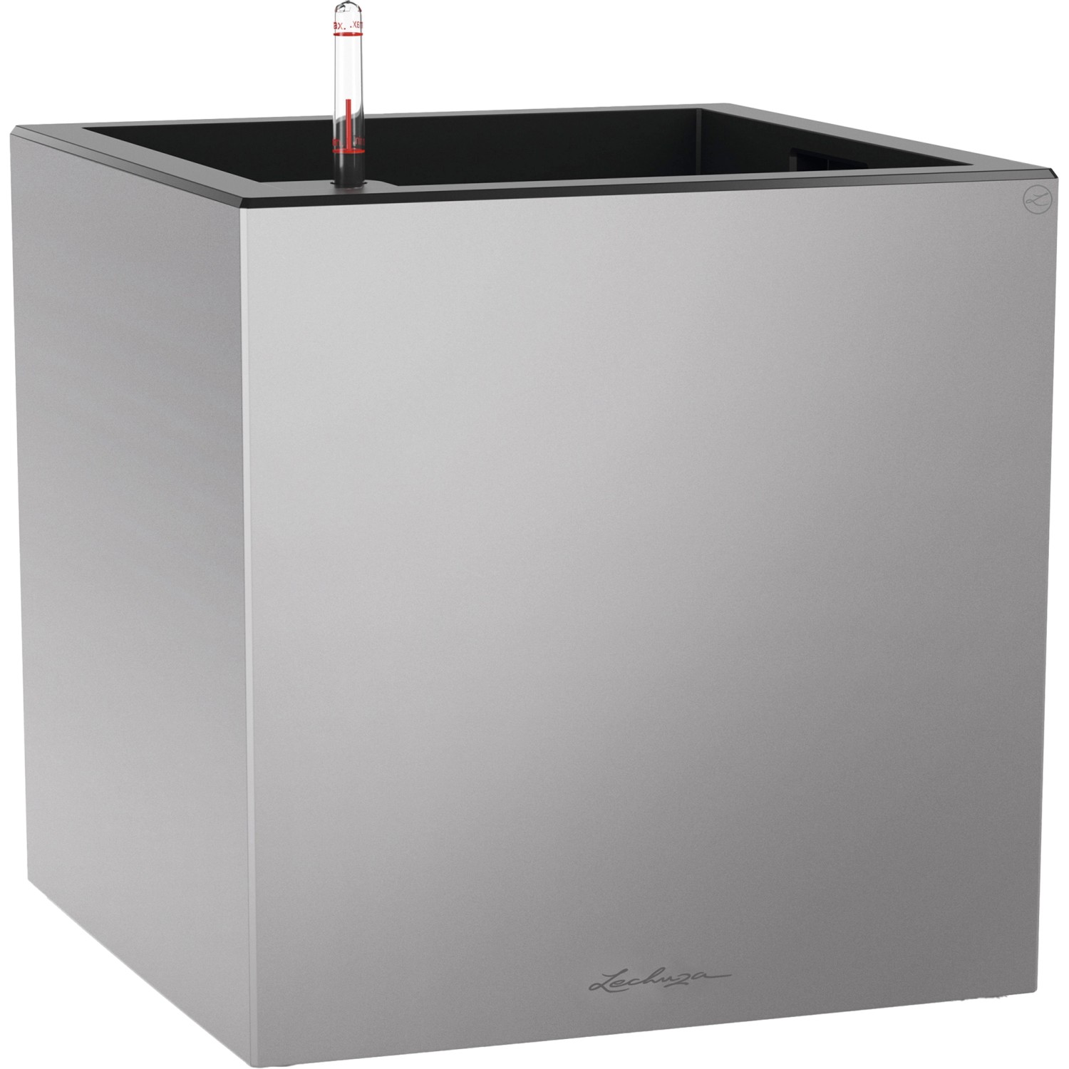 Lechuza Květináč Canto Premium 40 Low, stříbrná metalická, 40 x 40 x 40 cm