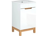 A-Interiéry Koupelnová skříňka Sonia 50 s keramickým umyvadlem 50 cm, bílá/dub