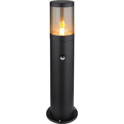GLOBO Zahradní lampa XELOO černá/kouřová E27 60 W pr. 140 x 500 mm detektor poh.