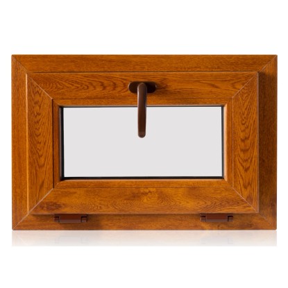 TeraGlass Okno sklepní plastové 4-komorové 2-sklo zlatý dub 500 x 500 x 60 mm